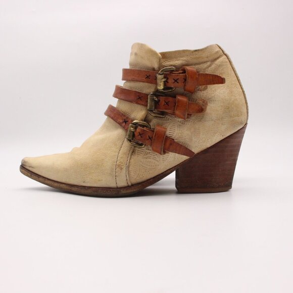 A.S. 98 Brown Tan Leather Women's Size EU 36 Pointed Toe 3 Strap Boots - Picture 4 of 12